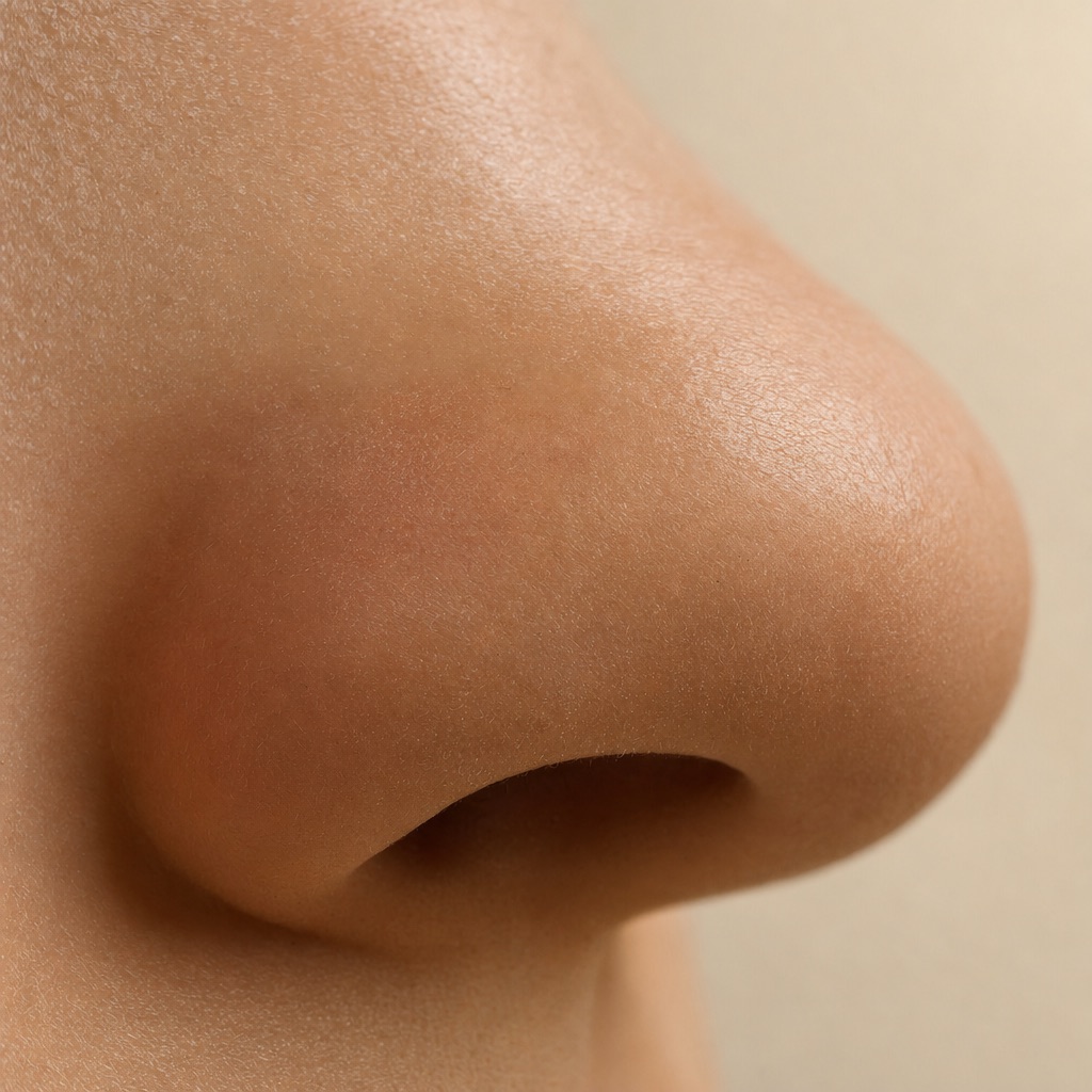 Close-up profile study of a nose with a rounded tip