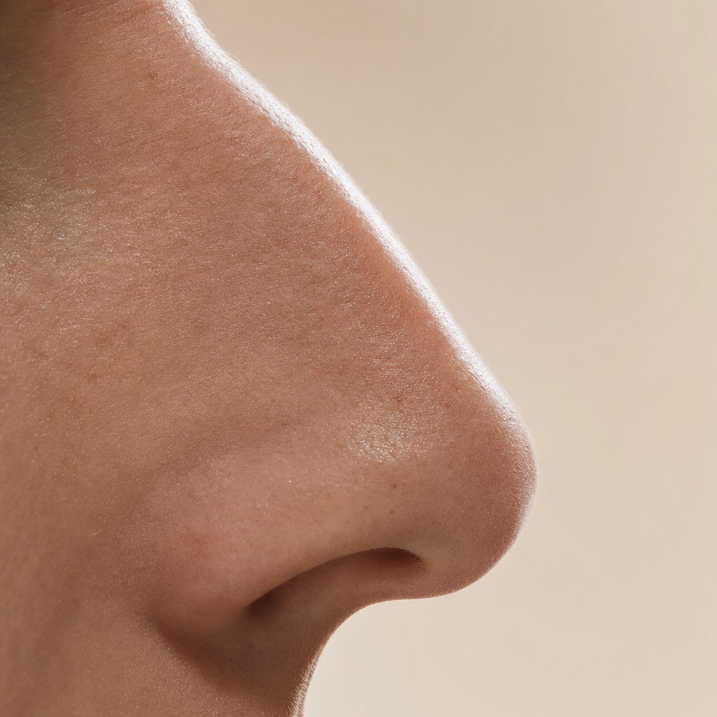 Profile study of a nose with a curved bridge