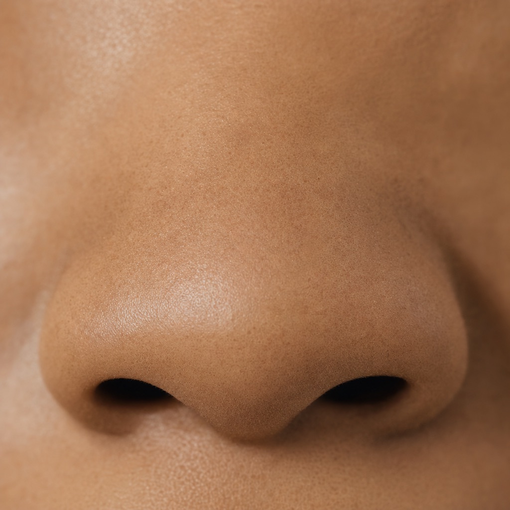 Front-view study of a nose that reads as broad